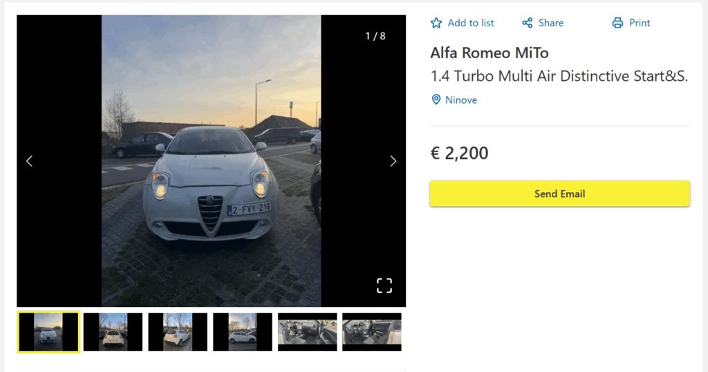 Details of an AutoScout listing